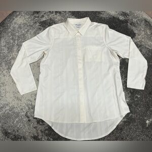 Athleta Urbanite textured long-sleeve button-down tunic shirt Off White Size L